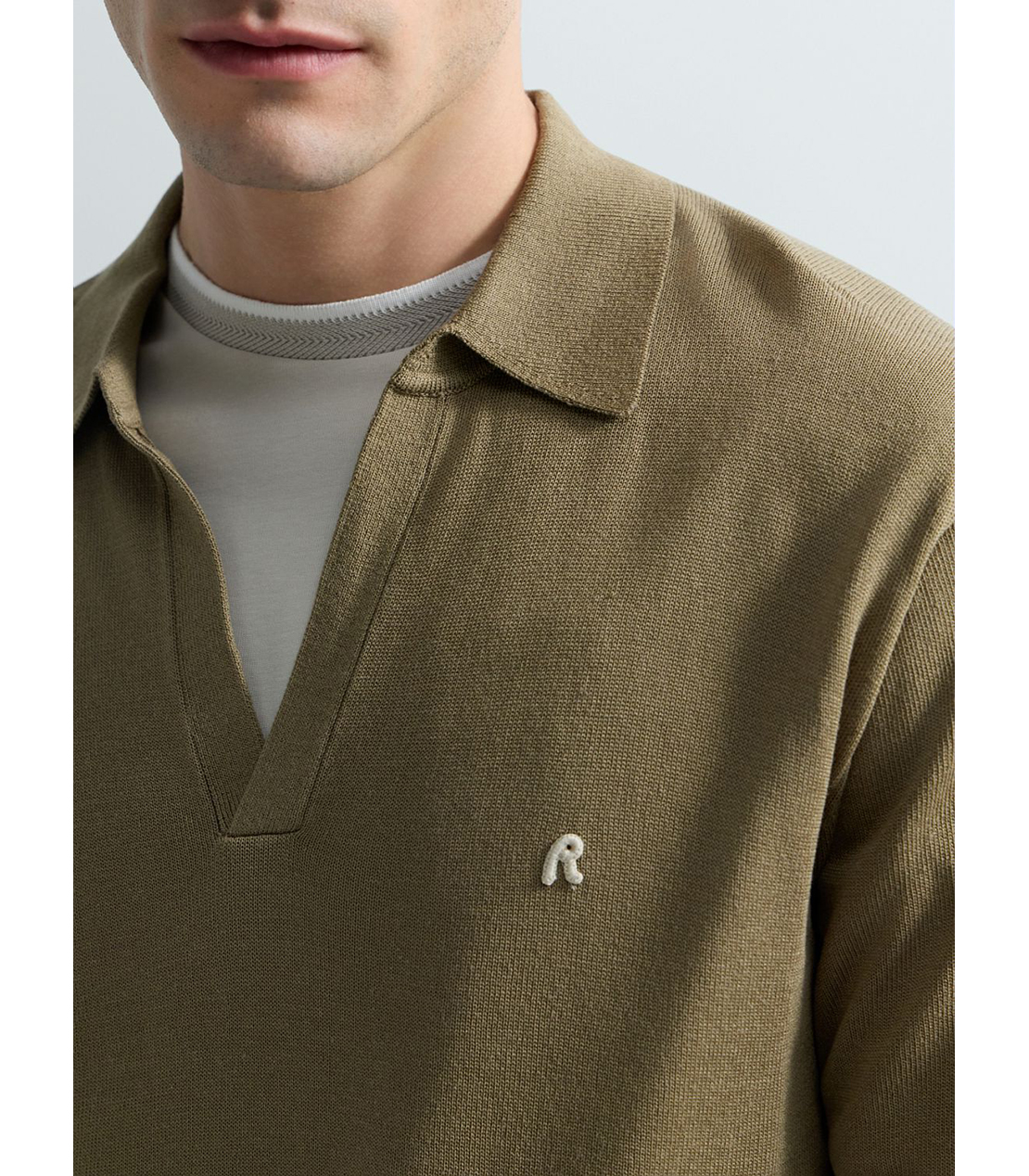 リネンブレンド スキッパー 詳細画像 モスグリーン 6